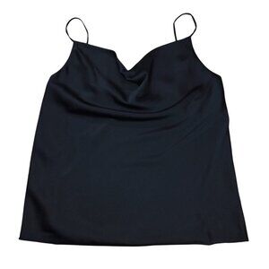 The Drop Black Satin-Look Polyester Cowl Neck Camisole Adjustable Strap Size L